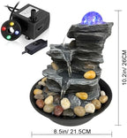 Tabletop Water Fountain Indoor Waterfalls Fountains with Colored LED Light, Indoor Waterfall Feature with ON/Off Switch for Home Office Decor - Image 3