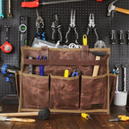Tool Bag, Heavy Duty 16oz Waxed Canvas Water-Resistant Tool Pouches, Tool Tote with Handle for Tools, Wrenches, Screwdrivers (16.5 X 7 X 12 inch) | Brown - Image 5