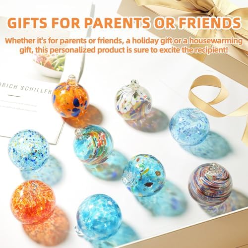 VOREEN 6-Pack Blown Glass Christmas Ornaments, 2.56" Handblown Hanging Glass Gazing Balls for Christmas Tree Decoration, Holiday Ornament Gift Set（Colorful Festival Mix） - Image 6