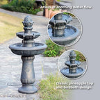 Teamson Home 2-Tier Birdbath Water Fountain Outdoor Garden with Shallow Basin - Image 4