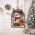 Cute Snowman Giving Presents Acrylic Suncatcher by AVAGAN