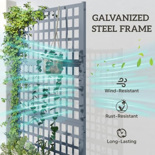 Outsunny 2 Pack Galvanized Raised Garden Bedw/Trellis 43" x 16" x 70" Gray - Image 3