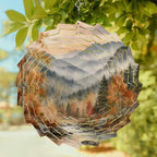 10 Inch Fall Forest Wind Spinner for Yard and Garden, Autumn Oil Painting Pine Trees Mountains Hanging Ornaments Outdoor 3D Kinetic Wind Sculpture Spinners Indoor Outdoor Patio Décor Ornaments Gift - Image 2