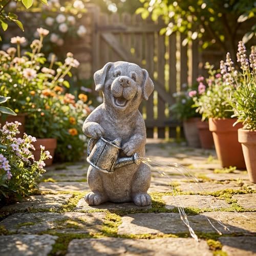 Lavezee Solar Garden Decor Dog Statues Outdoor, Dog Garden Statue 9.8‘’ for Yard Decorations Outdoor, Ideal Gifts for Mom Dad Dog Lovers Birthday Housewarming Present - Image 6