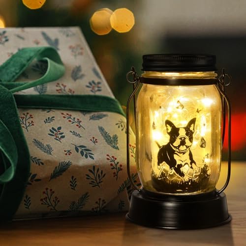 kyoryuger Boston Terrier Gifts for Women/Men Boston Terrier Solar Lanterns Mom Birthday Dog Lovers Lantern Pet Loss Dog Memorial Lights Solar Garden Decor for Yard, Patio,Backyard,Porch Torches Light - Image 5