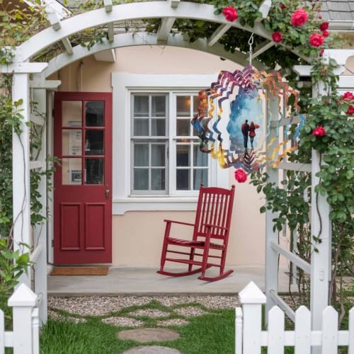 10 Inch Fall Maple Leaves Wind Spinner for Yard and Garden,Modern Oil Painting Country Street Light Hanging Ornaments Outdoor 3D Kinetic Wind Sculpture Spinners Indoor Outdoor Patio Décor Gift - Image 4