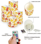 Jeiento Thanksgiving Flickering Flameless Candles with Moving Flame,Maple Leaf Decal Realistic Pillar Candle,4 Pcs Flickering Flameless Wax Candles for Home Party Wedding Botanical Autumn Decorations - Image 6