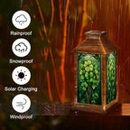 Solar Lantern St Patrick s Day Stained Glass Clover Tree Greenery Intricate Outdoor Waterproof Hanging Solar Light Outside Lights for Patio Yard House Lawn Decor Birthday Gifts for Women Mom - Image 5