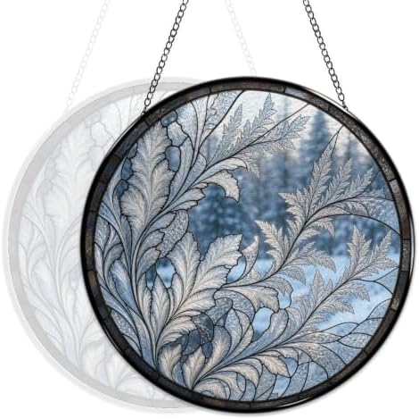 Delicate Frost Fern Leaves Stained Glass Suncatcher 11.8" Colorful Window Hanging Ornament, Sun Catcher Decor for Bathroom Front Door Living Room Home Wall Garden - Image 5