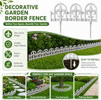 Evelyne Gray Garden Border Plastic Edging – PP Plastic, Short Metal-Free Wrought Iron Look Design, 27pcs Yard Landscaping Fence Liner Lawn Edge Barrier, 35ft Kit of Decorative Lawn Landscape Panels - Image 2