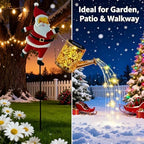 Christmas Santa Solar Kettle Lights Garden Lawn Decorative Lights, Outdoor Waterproof Santa Watering Can, Claus Stake Light for Patio Lawn Xmas Holiday Decor, Courtyard, Pond, Walkway (2PCS Color) - Image 6