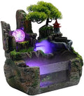 Tabletop Waterfall Fountain, 13W Mini Waterfall Rockery Tabletop Decor Rockery Water Fountain Desktop Color Changing Night Light for Bedroom Office Home Decoration (Clear + Green) by Unknown