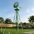 8FT Decorative Garden Windmill, Weather Resistant Metal Windmill for Yard and Lawn, Heavy Duty Outdoor Steel Windmill Tower with Quiet Ball Bearing and Direction Vane, Green by Unknown