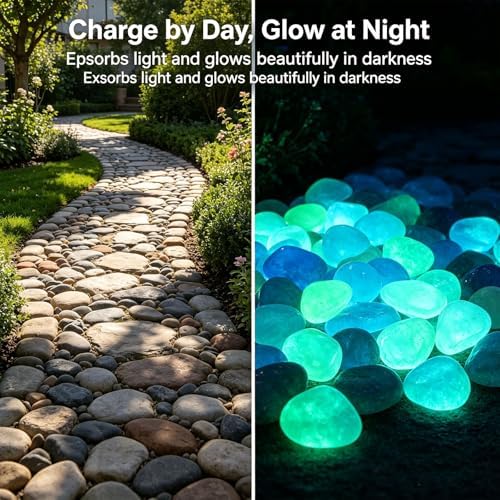 Glow in The Dark Garden Stones, Glow in The Dark Rocks Outdoor, 2026 Colorful Glow-in-The-Dark Garden Stones Night Guide Luminous Pebbles for Landscaping Fish Tank Walkway Decor (400, Blue) - Image 2