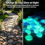 Glow in The Dark Garden Stones, Glow in The Dark Rocks Outdoor, 2026 Colorful Glow-in-The-Dark Garden Stones Night Guide Luminous Pebbles for Landscaping Fish Tank Walkway Decor (400, Blue) - Image 2