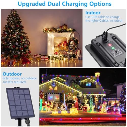59Ft Solar String Lights Outdoor Waterproof Color Changing with Remote - Image 3