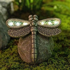 Rezpuao Garden Statue Dragonfly,Solar Dragonfly Decor for Outdoor,Resin Dragonflies Figurine with Solar Light for Patio,Balcony,Yard,Lawn Ornament,Perfect Garden Gift by Rezpuao