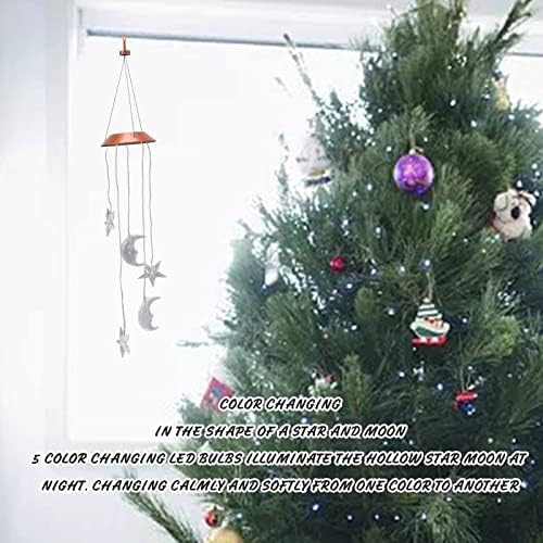 Solar Color Changing Wind Bell Moon and Star, LED Decorative Mobile, Gift for Mom, Waterproof Outdoor Lights for Garden,Party, Yard, Window Decoration - Image 6