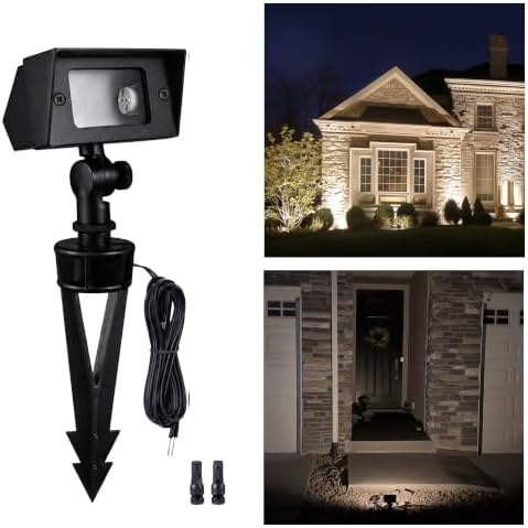 Gardenreet Solid Brass Flood Light - Landscape Low Voltage LED Wall Wash Light, 12V Outdoor Hardwired IP65 Waterproof, Black Angle Adjustable Lighting for Garden Tree Yard Wall Without G4 Bulb by Gardenreet
