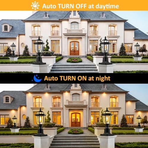 Dusk to Dawn Outdoor Post Lights Hard Wired, Waterproof Aluminum Pole Light Fixture with Pier Mount Base, Exterior Lamp Posts Outdoor Lighting for Yard Patio Pathway, 2 Pack - Image 3