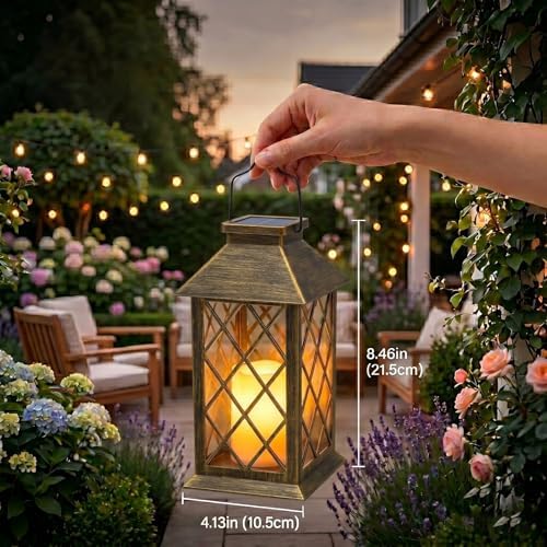 Yowin 2 Pack 9" Solar Lanterns Outdoor Waterproof with Flickering Candle - Image 2