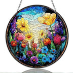 9.84 Inch Stained Glass Window Hanging Colorful Wildflower Garden Sun Catchers Floral Bloom Suncatchers for Home Porch Garden Indoor & Outdoor Decor by Unknown