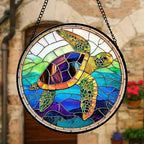 Colored Sea Turtle Ocean Stained Glass Window Hanging Suncatcher Gifts 15" - Image 4