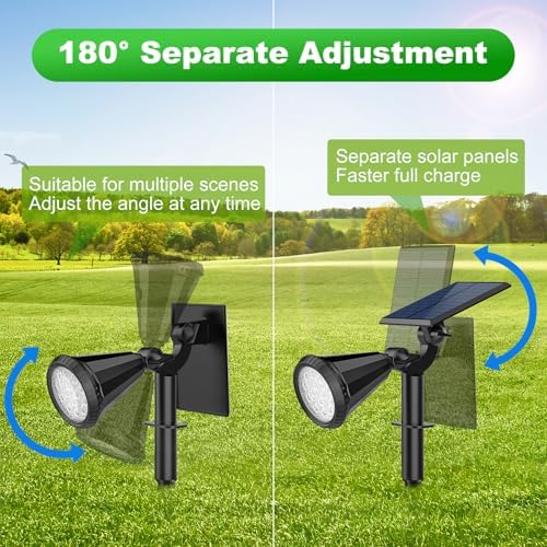 Tadyreal Solar Spot Lights Outdoor Waterproof 180° Adjustable Solar Powered Landscape Lights for Yard 4 Lighting Modes Solar Spotlights for Pathway Garden Outside Wall Pool Porch (6 Pack, Warm White) - Image 2