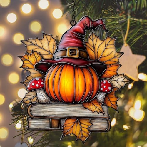 Pumpkin Witch and Books Acrylic Suncatcher - Image 6