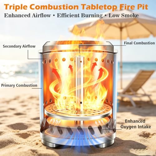 Tabletop Fire Pit Outdoor, Portable Smokeless Mini Firepit, 9.7 × 7.1'' - Image 4