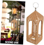 Handwoven Rattan Candle Lantern Shade Cover for Tabletop Patio - Image 3