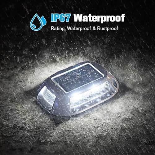 VOLISUN Solar Driveway Lights Dock Deck Lights 12 Pack,9 Colors in 1 Led IP67 Waterproof Outdoor Warning Step Lights for Driveway Sidewalk Pathway RGB - Image 6