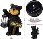 Juegoal Garden Bear Statue with Solar LED Lantern, Luminous Welcome Sign, Gifts for Mom Yard Art, Whimsical Figurine Large Sculpture Lighted Outdoor Mother's Day Spring Decorations for Lawn, Porch - Image 3