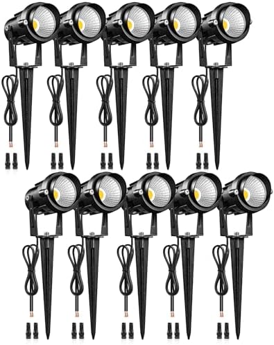 6W 700LM Low Voltage Landscape Lighting, 12V AC/DC 3000K Warm White LED Low Voltage Landscape Lights, IP65 Waterproof Outdoor Spotlights with Connectors for Garden Tree Yard 10Pack W01SLP1006 by Wilawels