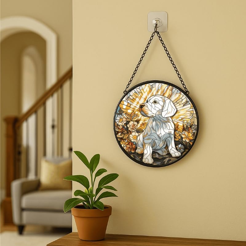 Stained Glass Window Hanging - American Shorthair Cat with Blue Glass Glow 11.8in Sun Catchers Indoor Stained Glass Panels Wall Decor for Mom, Wife, Lovers, Festive - Image 6