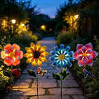 Solar Garden Stakes Lights for Outdoor Decor, 4 Pack Waterproof Metal Art Stick Flowers, Light for Outside Garden Patio Pathway Yard Backyard Porch Lawn - Image 5