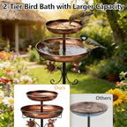 2 in1Bird Bath for Outside,45" Bird Feeder Stand for Outside,Metal Bird Bath with 5-Pronged Base for Garden Patio Yard Lawn Decor (Antique Bronze) - Image 5