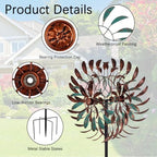 VEWOGARDEN 19" Dia Large Wind Spinner Outdoor with 6 Blades, Metal Kinetic Wind Sculptures & Spinners for Yard, Garden, Lawn Decorations - Image 3