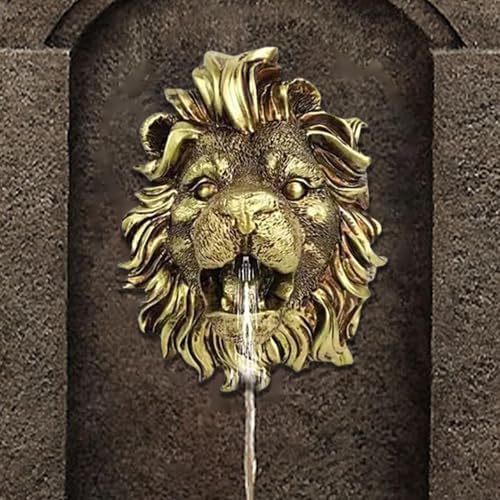 Fountain Lion Heads Nozzle Ornament | Lion Heads Fountain Nozzle,Lion Fountain Sprinkler Heads,Lion Wall Gold House,Outdoor Lion Heads Wall Spray Water Off Outdoor Statue - Image 6