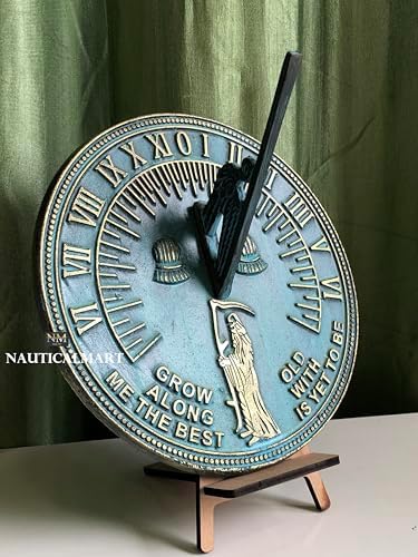 NauticalMart Brass Father Time Sundial with Verdigris Highlights Home Decorative Timeless Garden Decor Historical Ornament Gift - Image 2