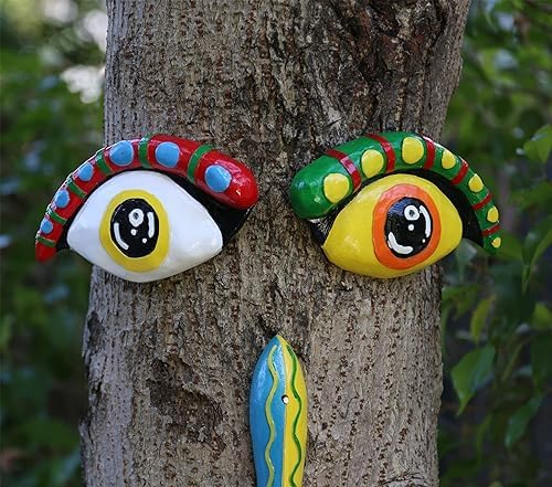 Tree Face Decor Outdoor, Cute Tree Faces Colorful Funny Outdoor Tree Faces Decor Creative Faces for Trees Garden Yard Tree Art Unique - Image 4