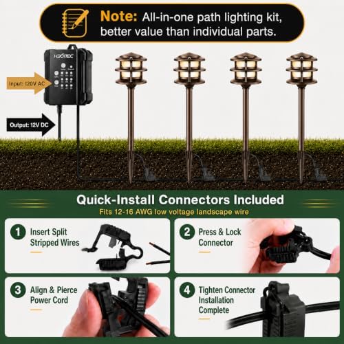 HIBOITEC All-in-One Low Voltage Pathway Lighting Kit Replaceable G4 Bulb - Image 2
