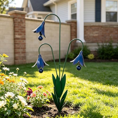 Triple Bluebells Garden Stake by Boniuluc