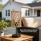 Rechargeable Outdoor Patio Table Lamps, Set of 2 Cordless Battery Operated Portable Boho Rattan Table Lights, for Covered Porch Balcony Garden Decor (Beige) - Image 7