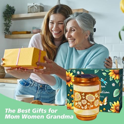 Sunflower Solar Lanterns Outdoor Waterproof Garden Decor, Gifts for Women Mom Grandma Birthday, Metal Sunflower Hanging Solar Lights for Outside Yard Patio Pathway Backyard Porch - Image 6