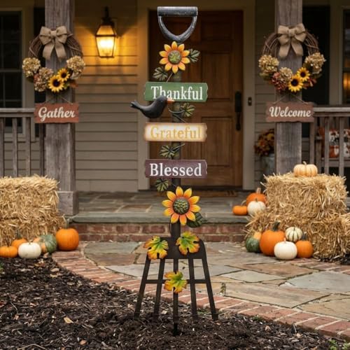 TERESA'S COLLECTIONS Fall Outdoor Decor Metal Rake Yard Stake 30" - Image 5