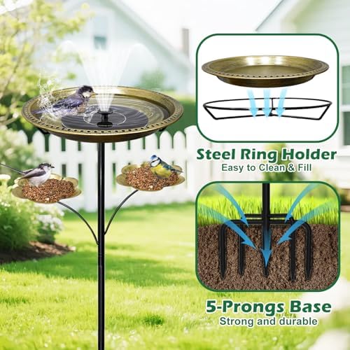 Bird Bath for Outside,Birdbaths with 2 Detachable Flower Feeders - Image 5
