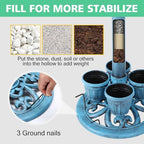 Bird Bath for Outside with 4 Removable Flower Planters 28in Polyresin Lightweight Vintage Birdbath for Outdoors Stake Standing Bowl and Water Feeder Yard Garden Decor Blue - Image 3