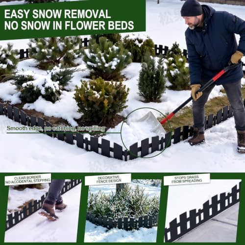 Garden Edging Border 50FT, 4.5 in Black Picket Fence Border for Lawn & Yard - Image 3