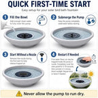 Solar Bird Bath Fountain, 12.5" Gray Bowl with 6 Nozzles for Outdoors - Image 4
